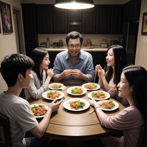 Gia đình quây quần bên mâm cơm